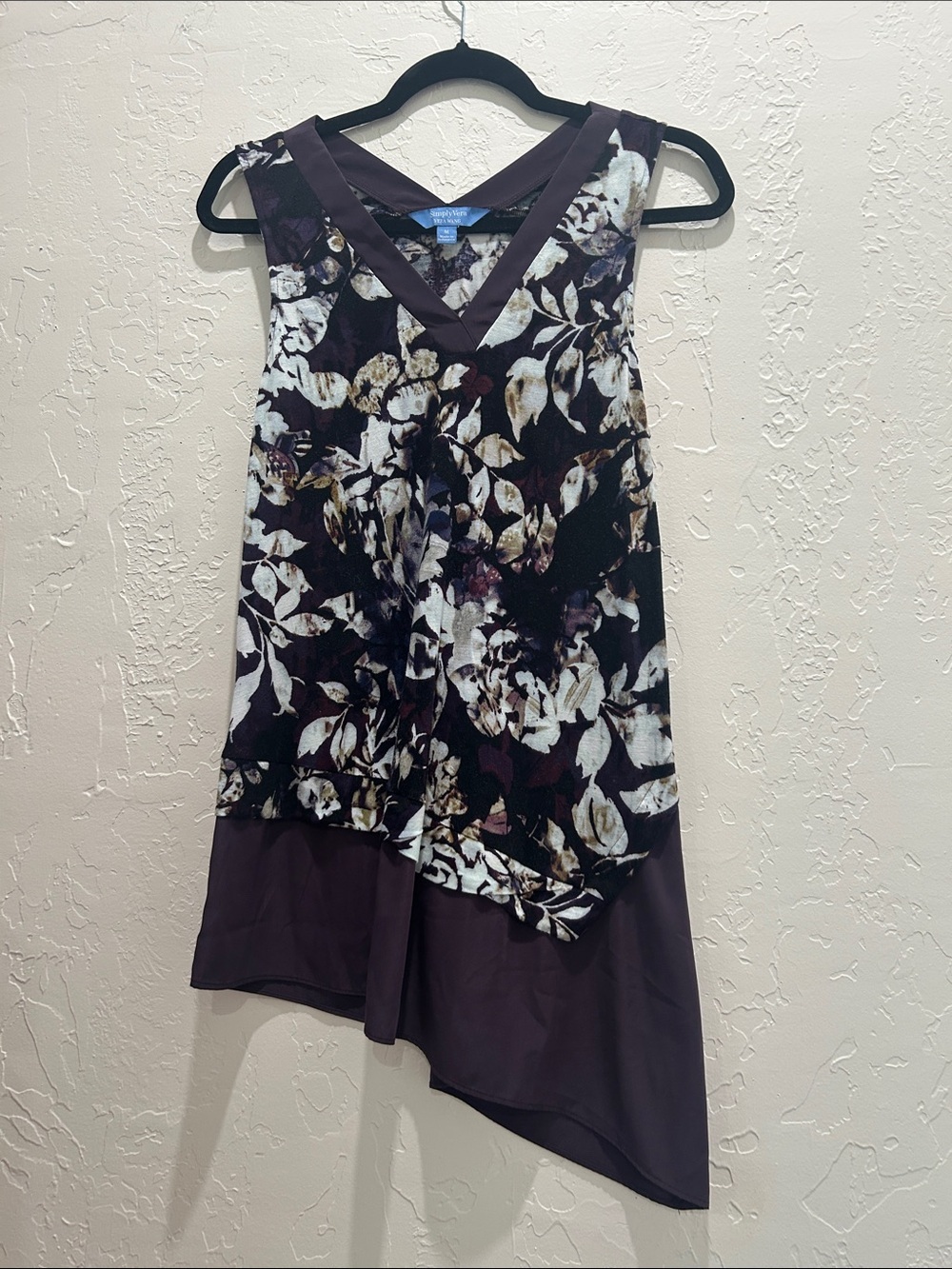 Simply Vera ~ Plum and Cream Floral Asymmetrical Layered Dress